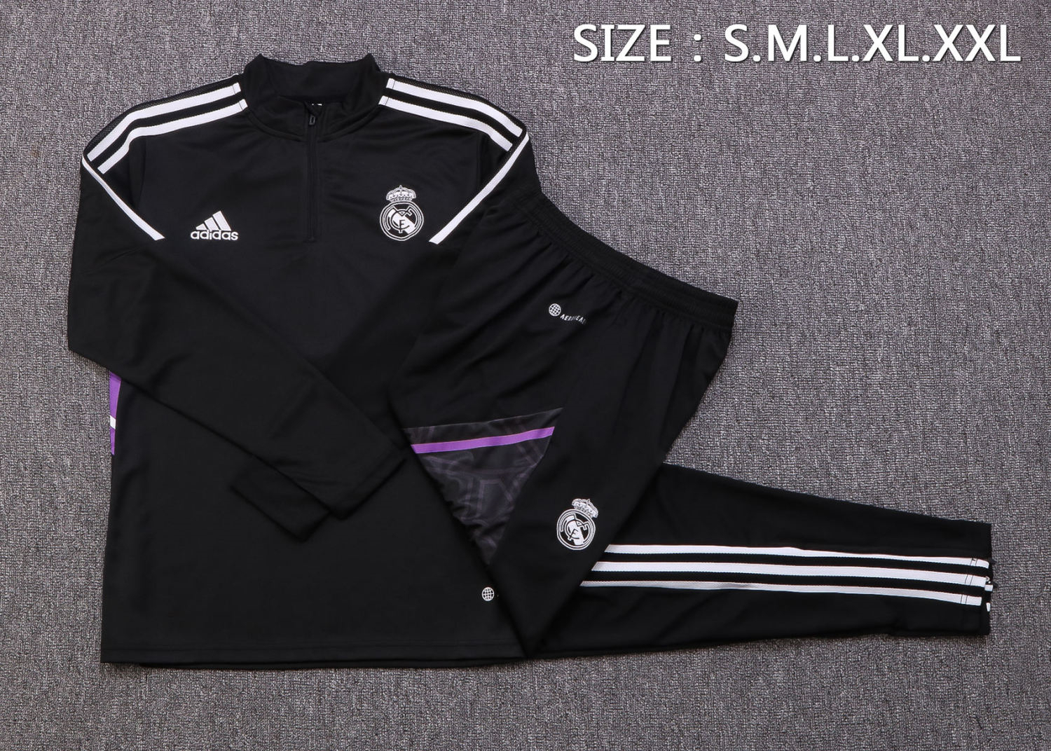 Real Madrid Soccer Training Suit Black 2022/23 Mens