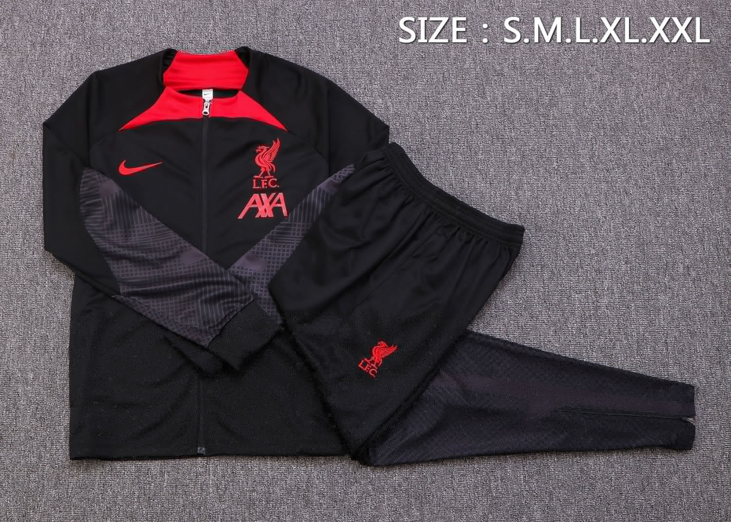Liverpool Soccer Training Suit Jacket + Pants Black 2022/23 Mens