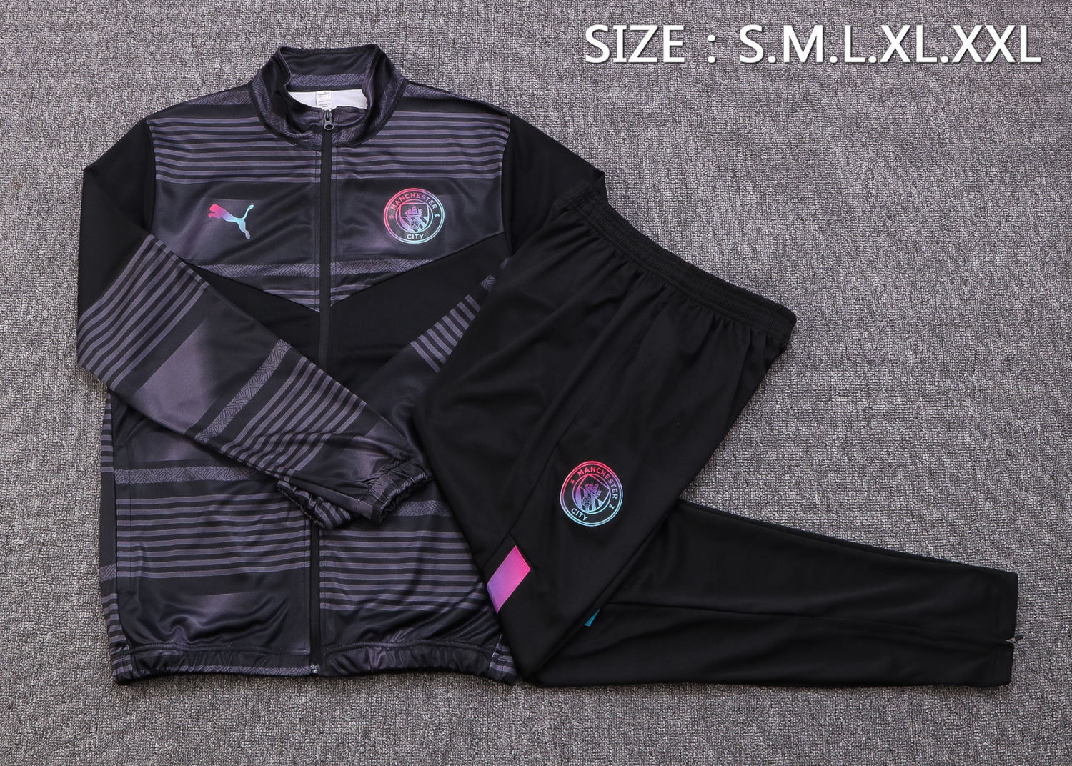 Manchester City Soccer Training Suit Jacket + Pants Black 2022/23 Mens