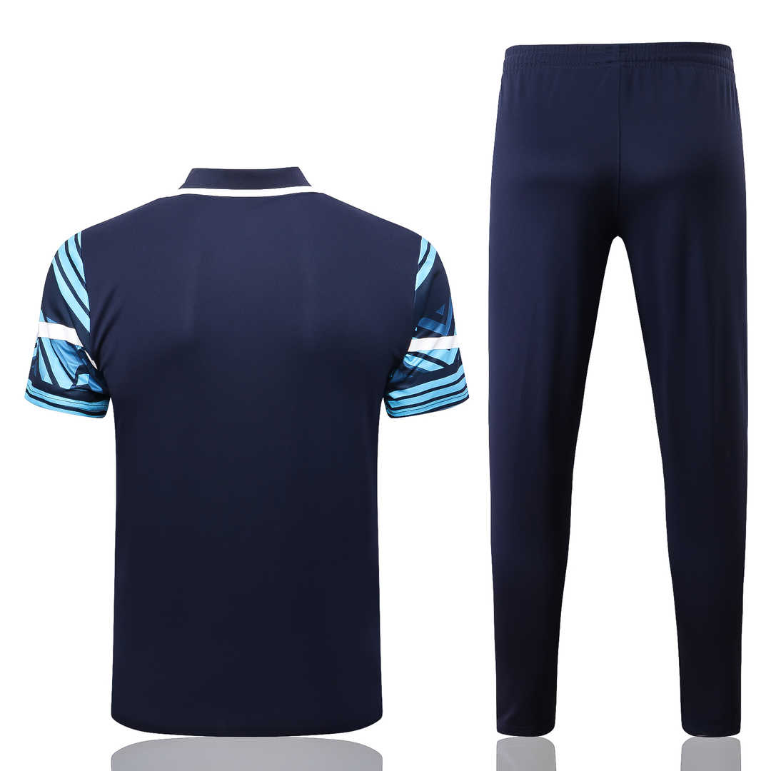Marseille Soccer Polo + Pants Replica Blue 2022/23 Mens