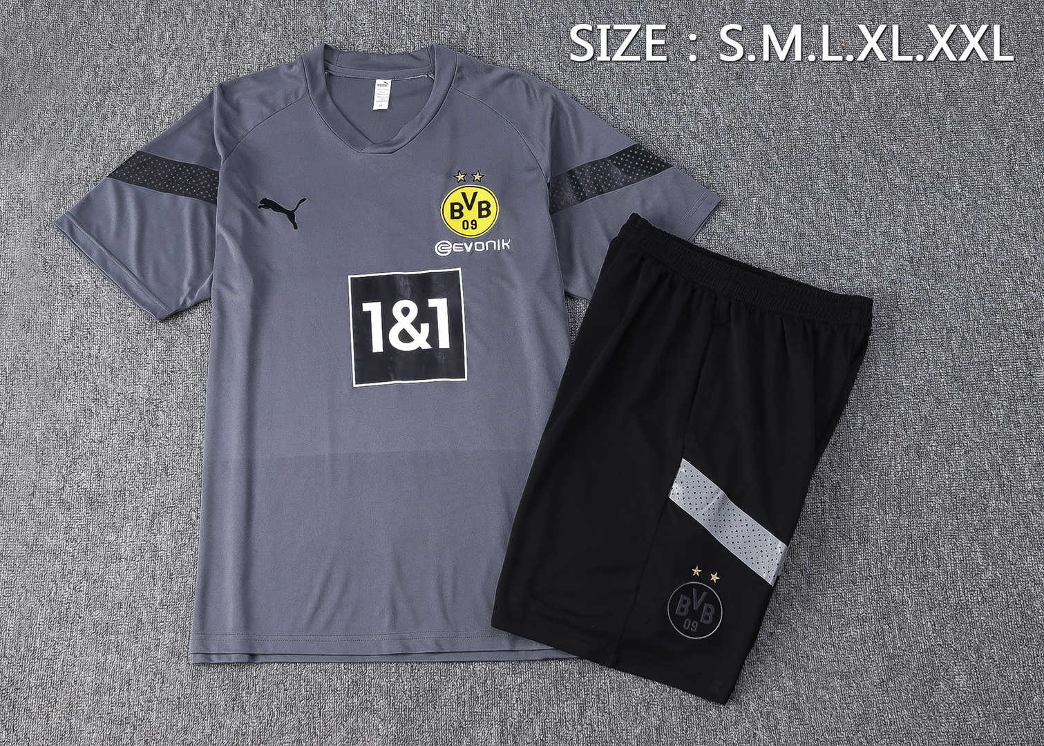 Borussia Dortmund Soccer Jersey + Short Replica Grey 2022/23 Mens