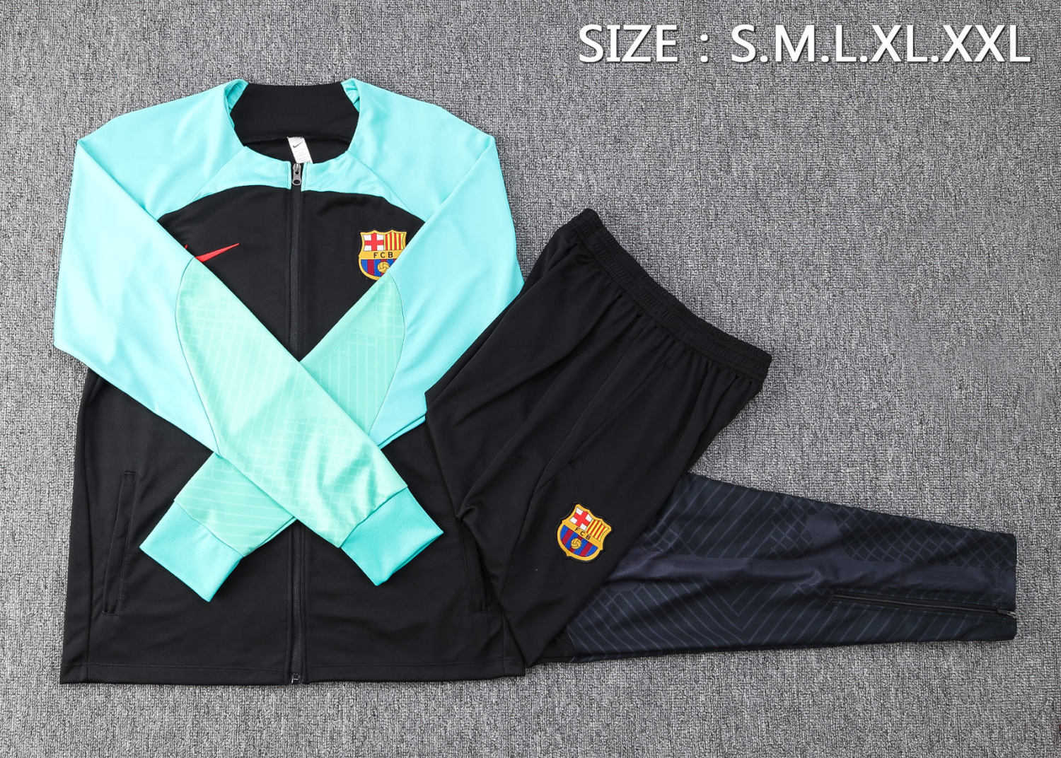 Barcelona Soccer Jacket + Pants Replica Black 2022/23 Mens