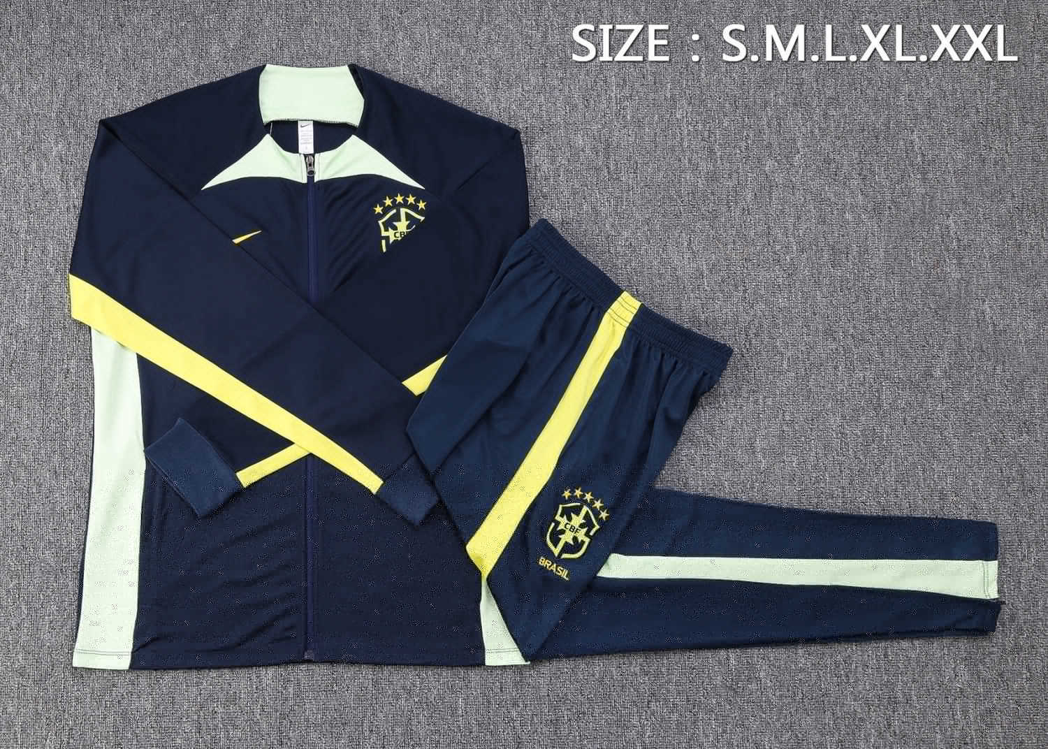 Brazil Soccer Jacket + Pants Replica Royal 2023 Mens