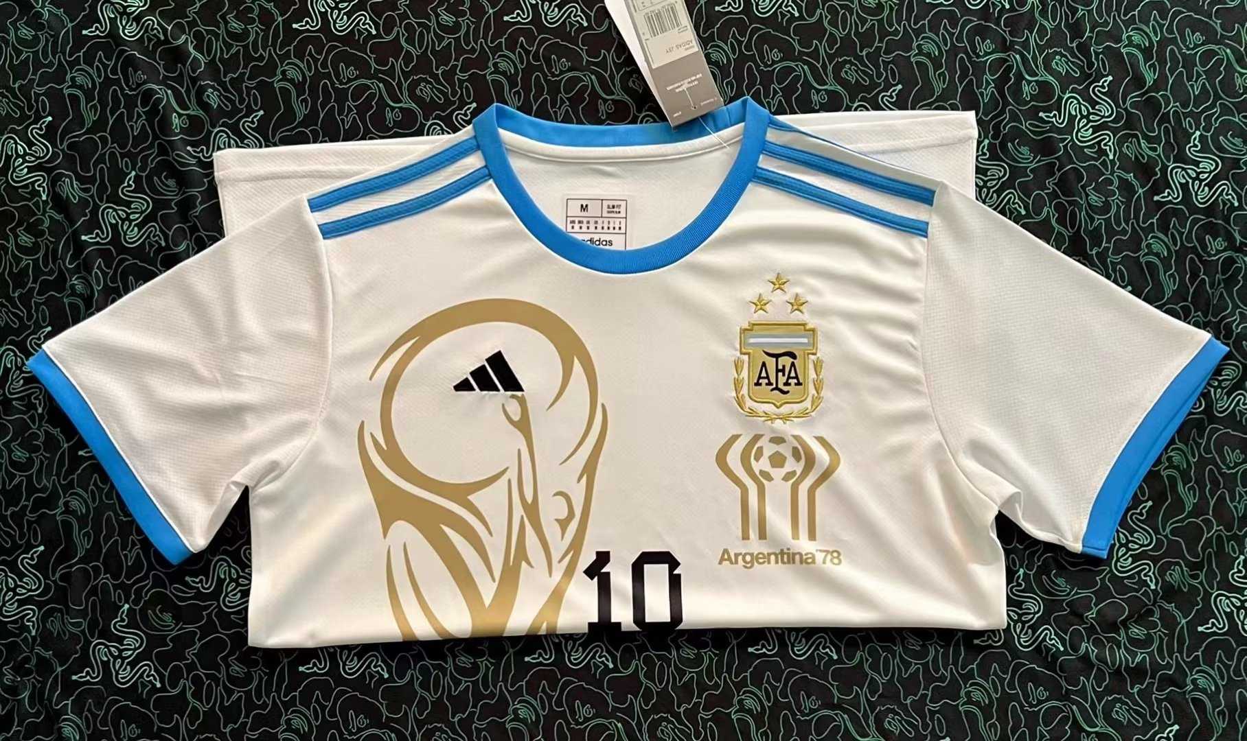Argentina Soccer Jersey Replica Campeon Mundial Commemorative White 2023 Mens