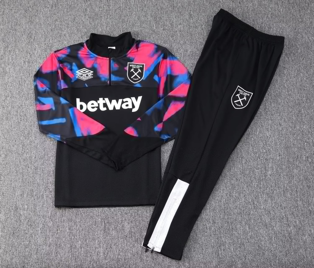 West Ham United Soccer Training Suit Replica Black 2023/24 Mens
