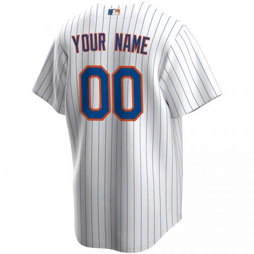 New York Mets 2020 Home White&Royal Replica Custom Jersey Mens 